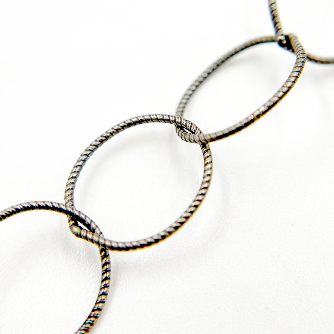 Oxidized Sterling Silver Twisted Round Link Chain