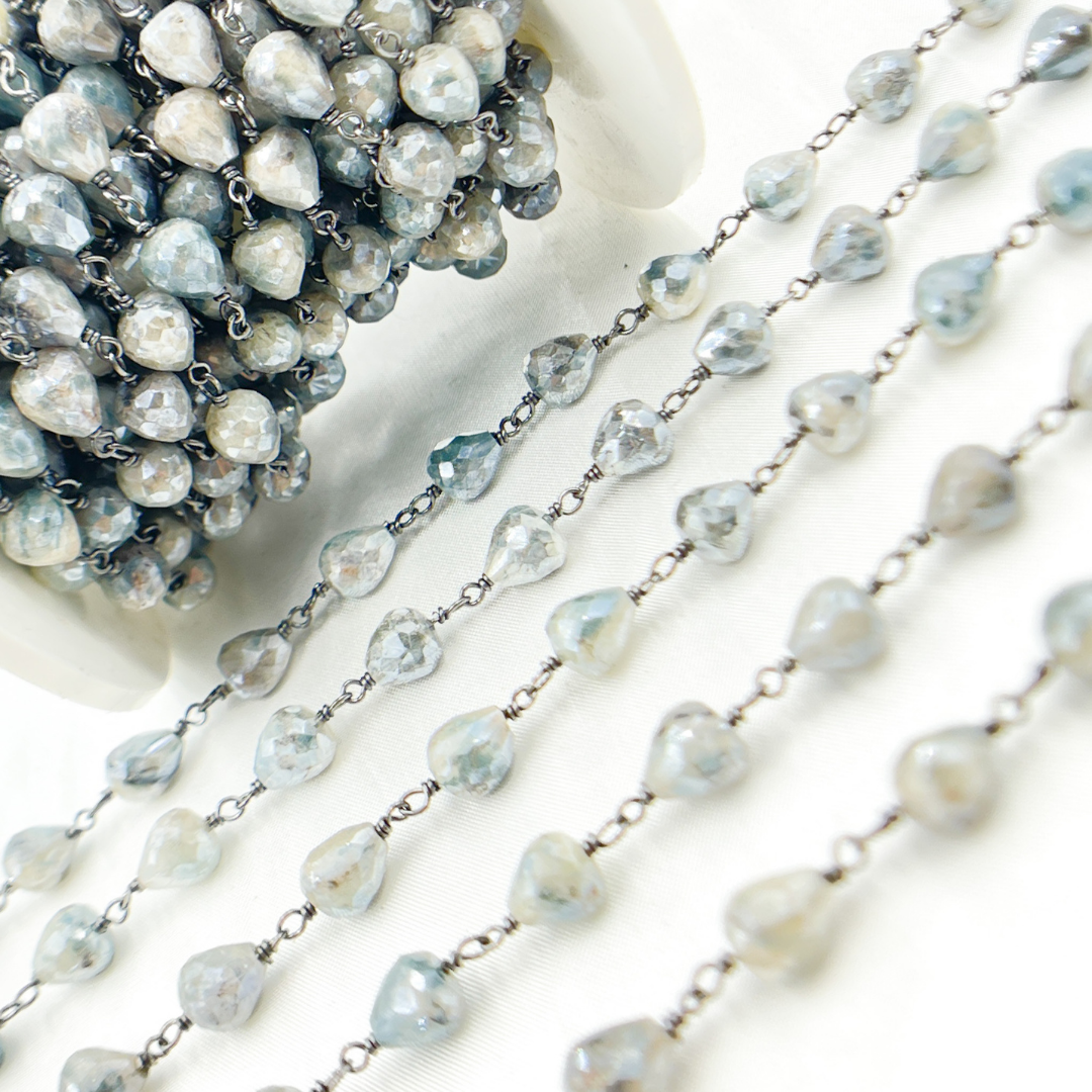 Coated Quartz Tear Drop Shape Oxidized Wire Chain