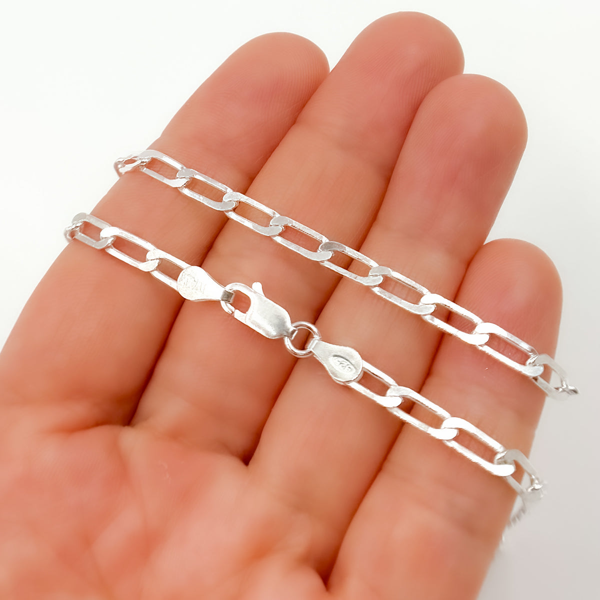 Sterling Silver Flat Paperclip Necklace