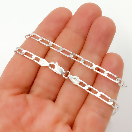 Sterling Silver Flat Paperclip Necklace