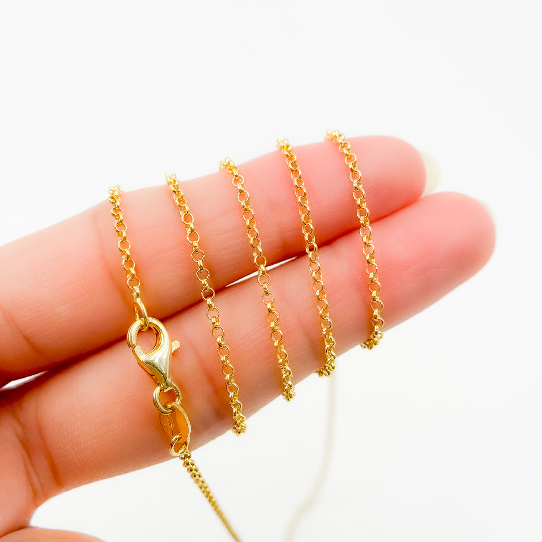 28Necklace. Gold Pated Sterling Silver Rolo Necklace