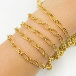 Load image into Gallery viewer, V58GP . Gold Plated Sterling Silver Gold Plated Textured Long and Smooth Short Oval Chain
