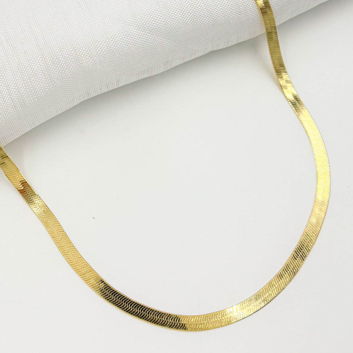 Gold Plated 4.3mm Herringbone Necklace