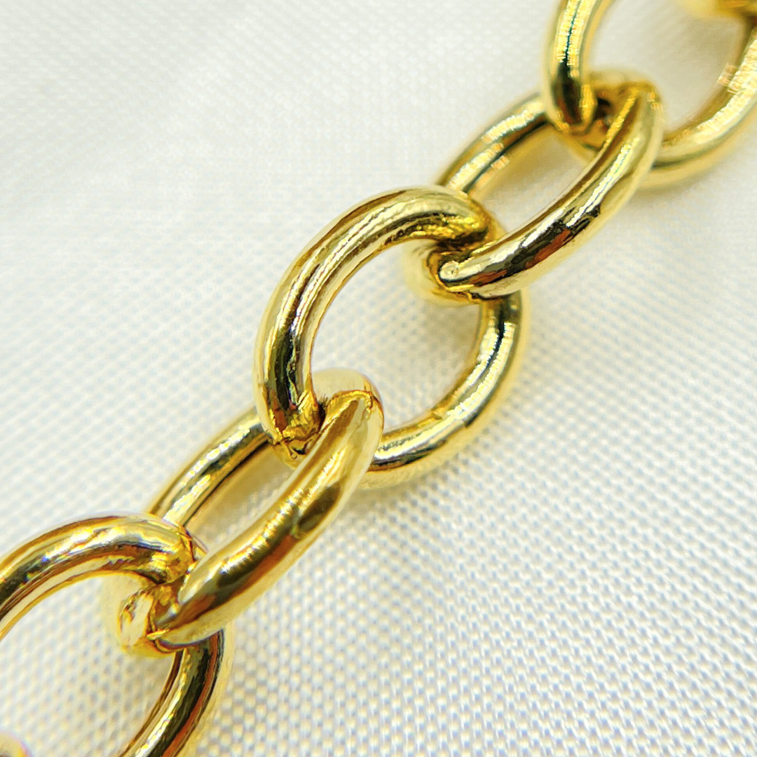 Y63GP. Gold Plated 925 Sterling Silver Smooth Oval Link Chain