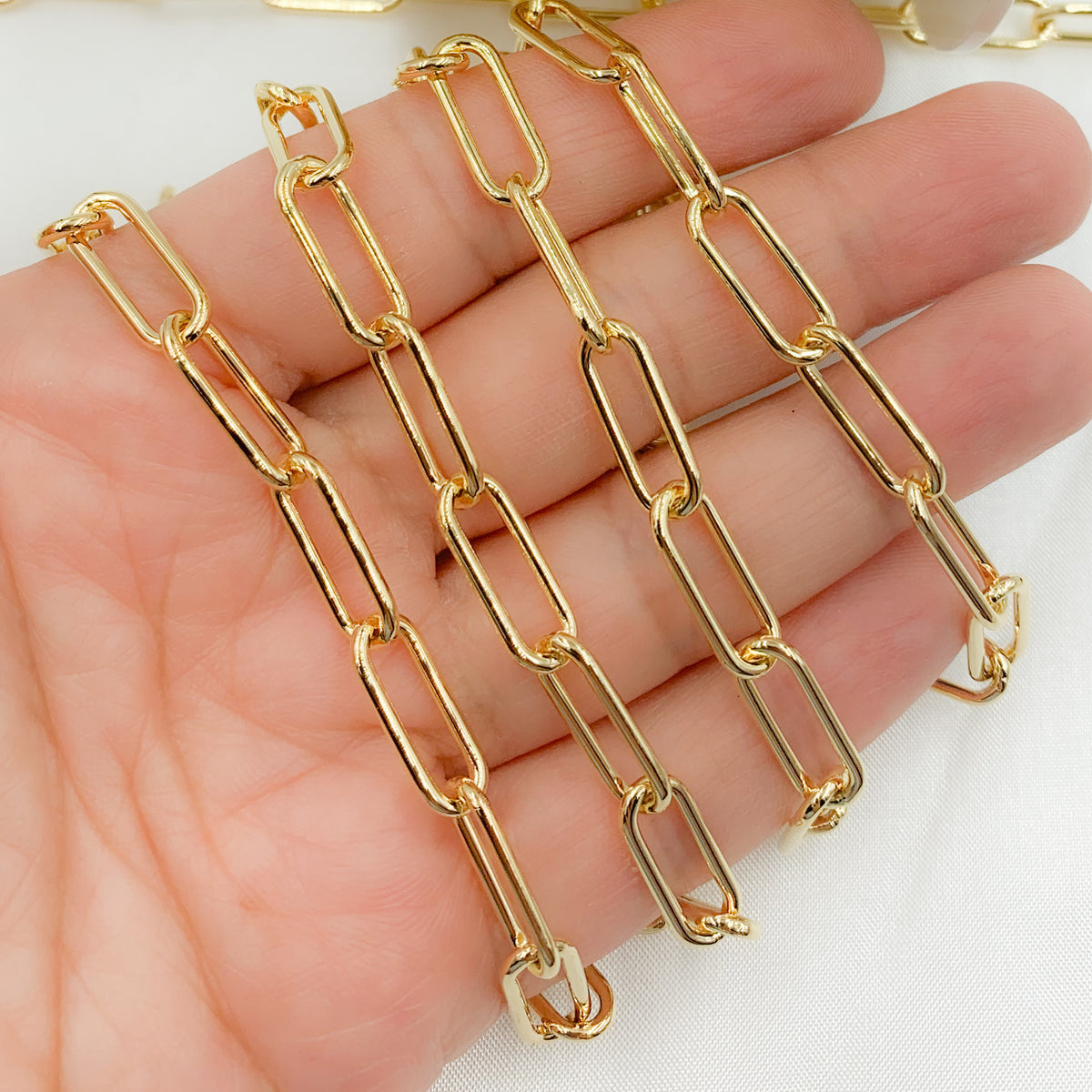 Gold Plated 925 Sterling Silver Smooth Paperclip Chain.