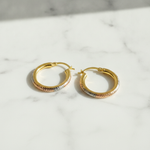 Load image into Gallery viewer, GER77. 14K Tri-Color Gold Diamond-Cut Hollow Hoop Earrings