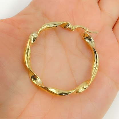 GER125. 14K Solid Gold Twisted Hoop