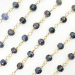 Load image into Gallery viewer, Gold Plated Silver and Shaded Blue Sapphire Wire Wrapped Chain. SAP1
