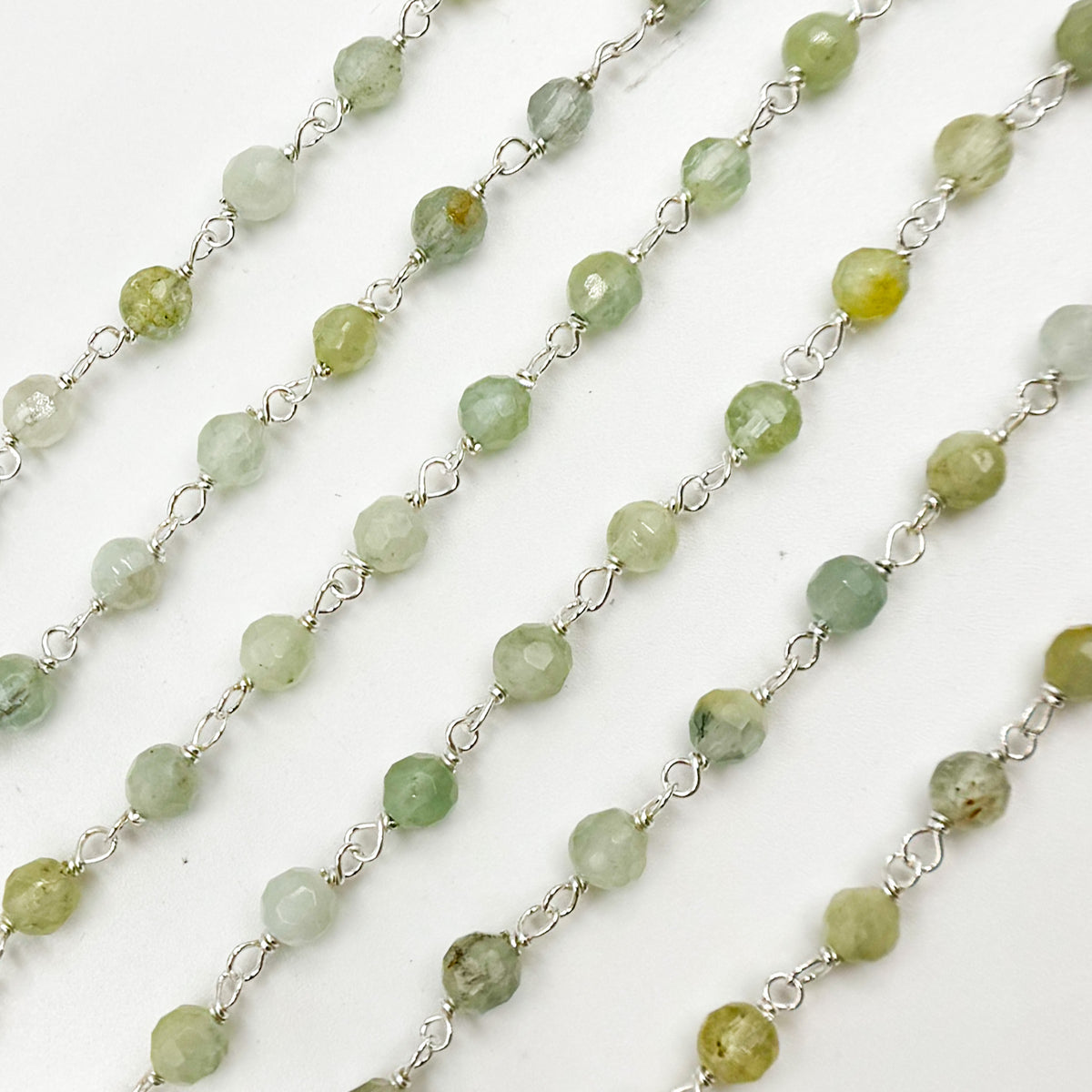 Coated Aquamarine Sterling Silver Wire Chain