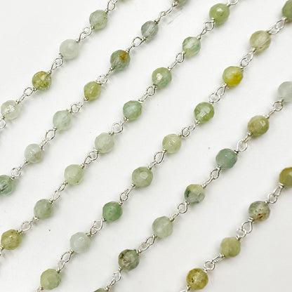 Coated Aquamarine Sterling Silver Wire Chain