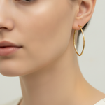 Load image into Gallery viewer, GER53. 14K Solid Gold Oval Shape Hollow Hoop Earrings