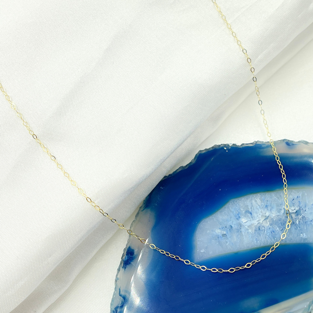 14k Solid Yellow Gold Flat Cable Chain