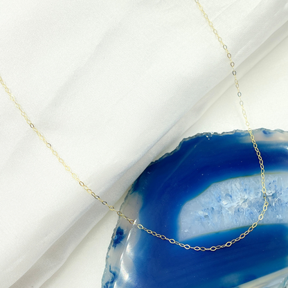14k Solid Yellow Gold Flat Cable Chain
