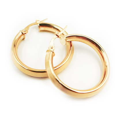 15850024668.  14K Solid Gold Fancy Round Hollow Hoop Earrings