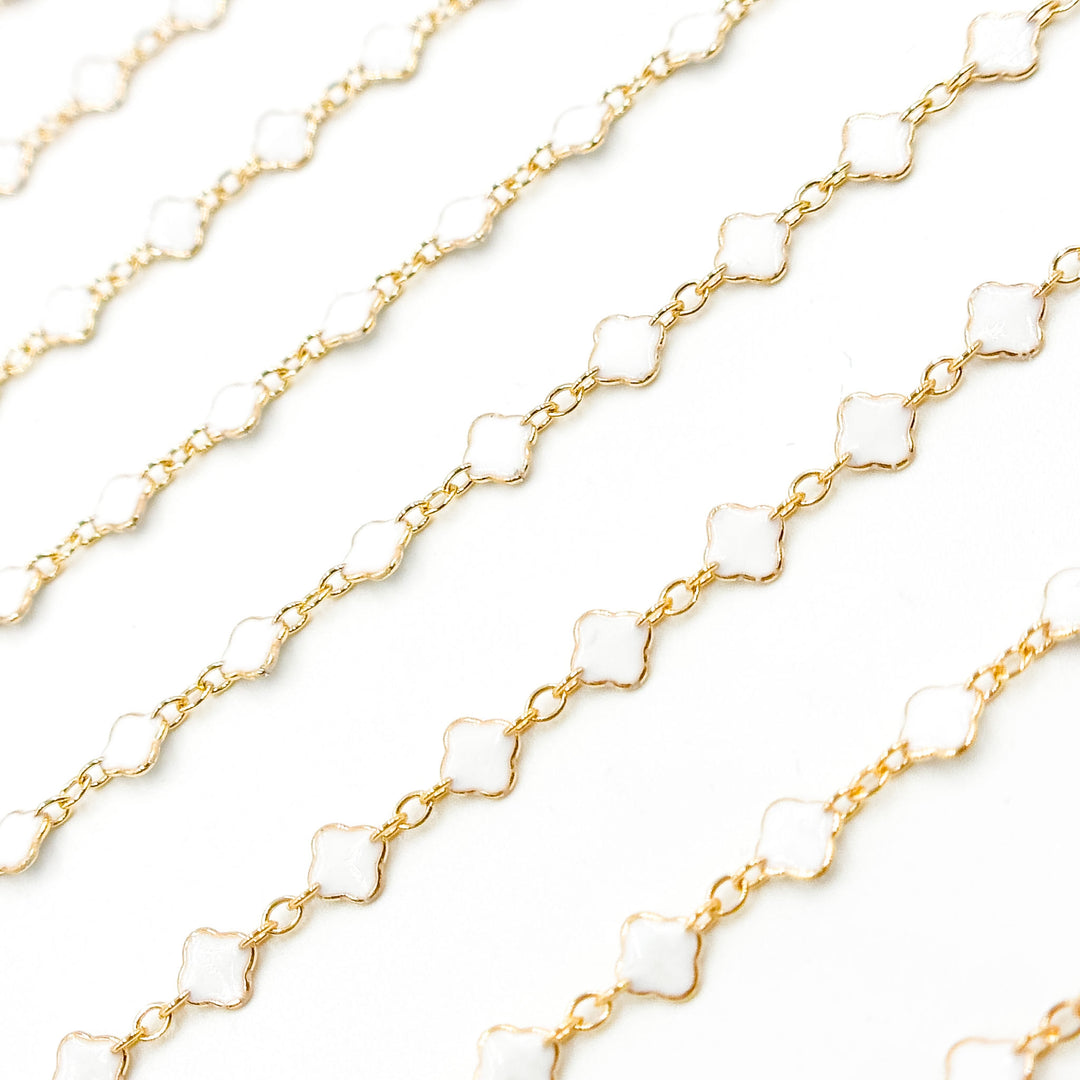 V315ENGF. 14K Gold Filled Enamel Clover Link Chains