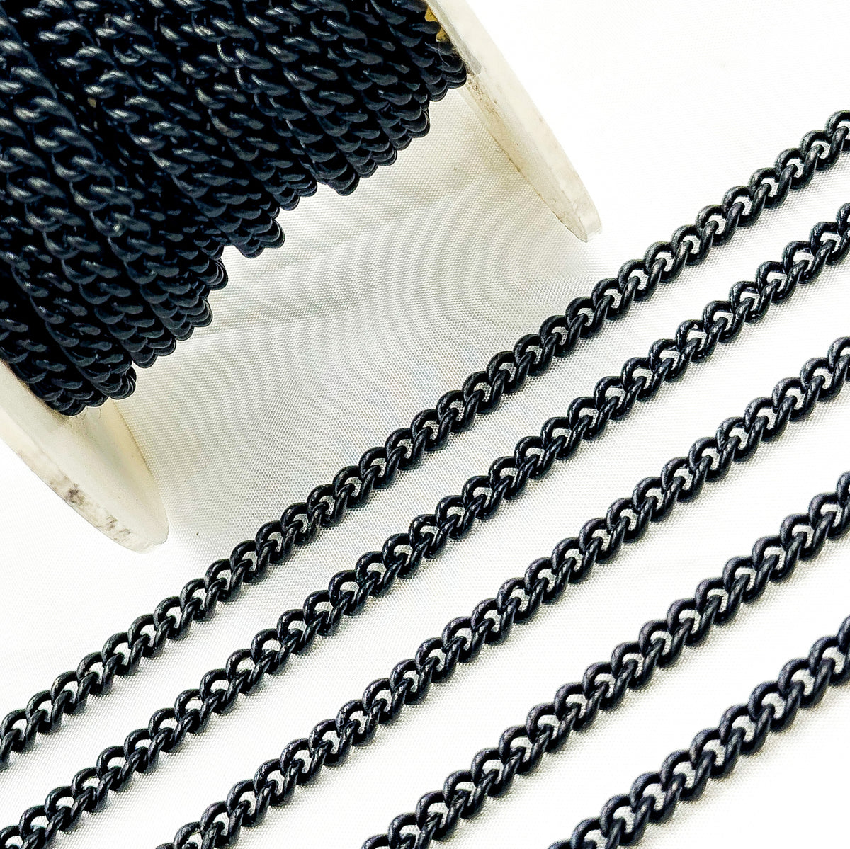 Black Rhodium Matt Sterling Silver Smooth Curb Chain