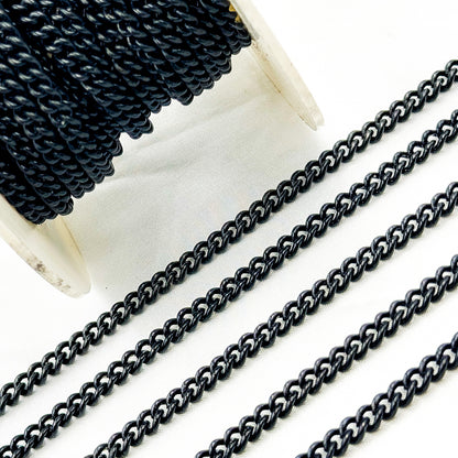 Black Rhodium Matt Sterling Silver Smooth Curb Chain
