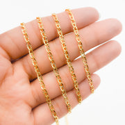V314GF. 14K Gold Filled Diamond Cut Flat Marina Link Chain