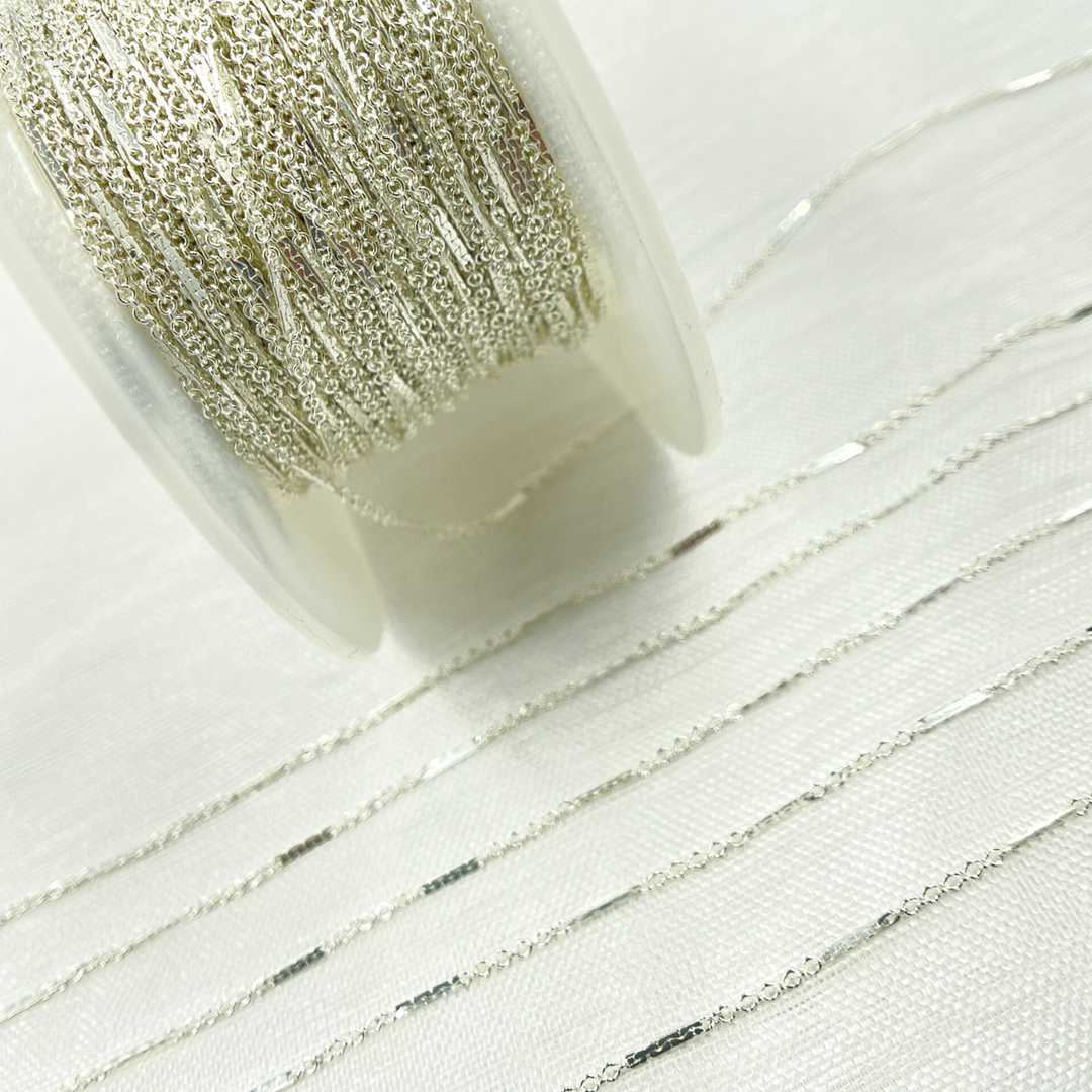 1232D3SS. 925 Sterling Silver Cable Bar Chain