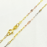 Load image into Gallery viewer, 035FV843H. 14k Solid Tri-Color Gold Smooth Paperclip Diamond Cut Marina Link Chain
