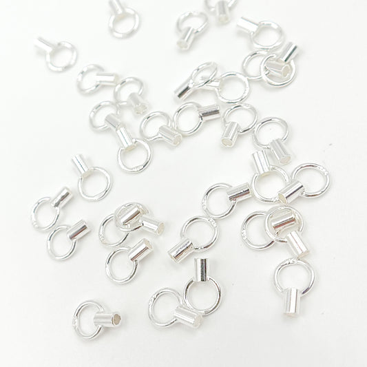 1.5MM White Sterling Silver Crimp Endcap with Ring