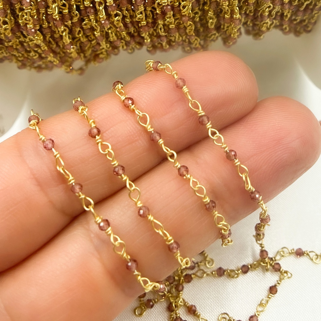 Garnet Gemstone Wire Wrap Chain