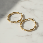 Load image into Gallery viewer, GER125. 14K Solid Gold Twisted Hoop