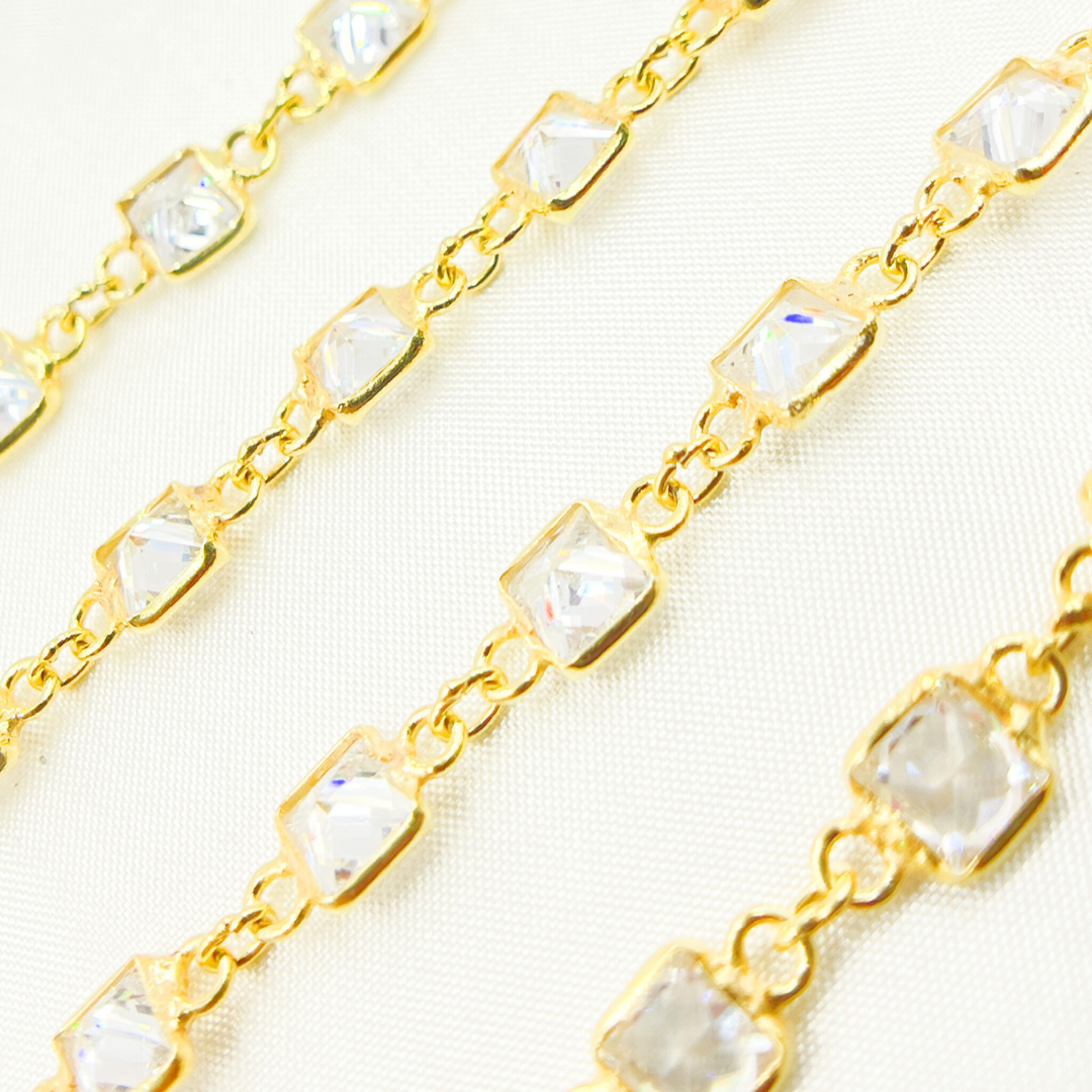 Cubic Zirconia Square Shape Connected Chain