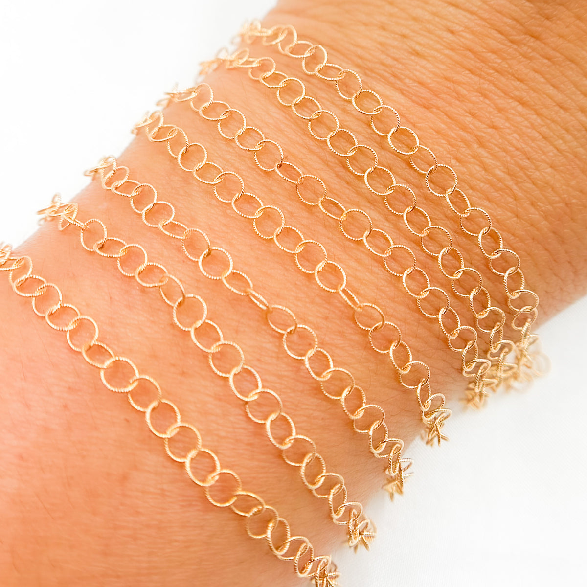 14K Gold Filled Twisted Round Link Chain