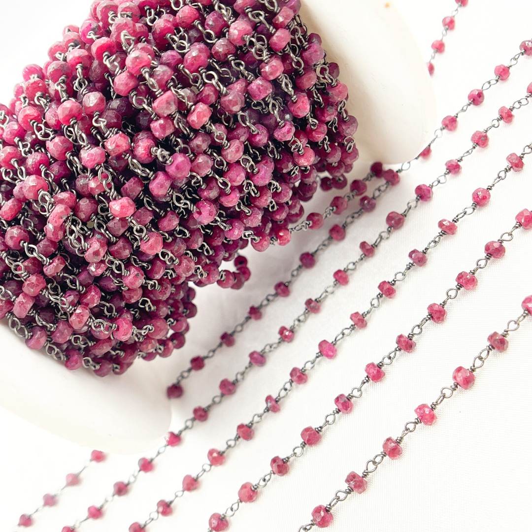 Dyed Ruby Oxidized Wire Chain