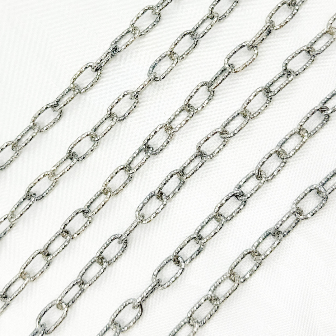 Oxidized 925 Steeling Silver Diamond Cut Cable Link Chain