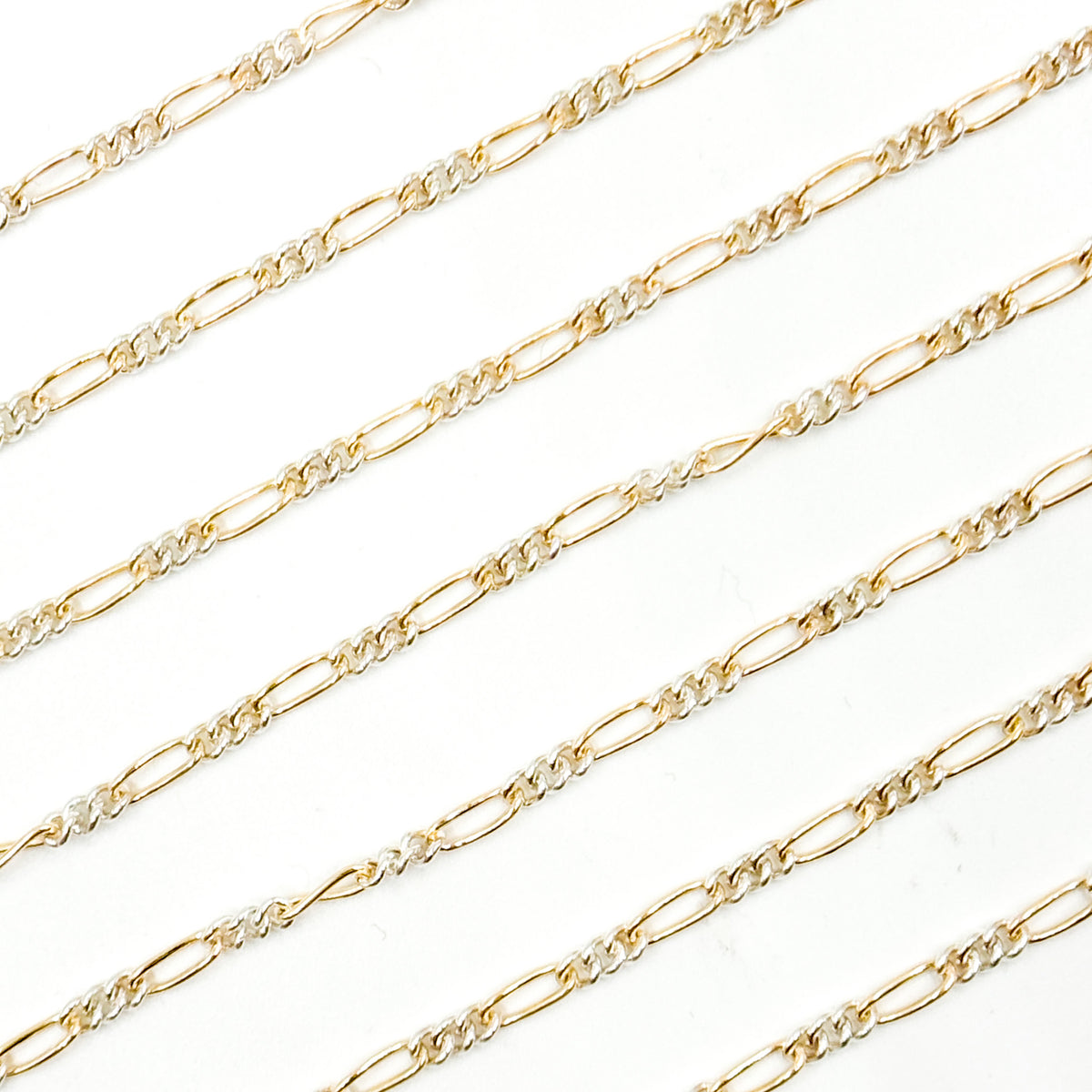 XM/2531C/SP. 14k Gold Filled and Sterling Silver 1 Long and 3 Short Link Chain