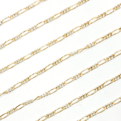 XM/2531C/SP. 14k Gold Filled and Sterling Silver 1 Long and 3 Short Link Chain