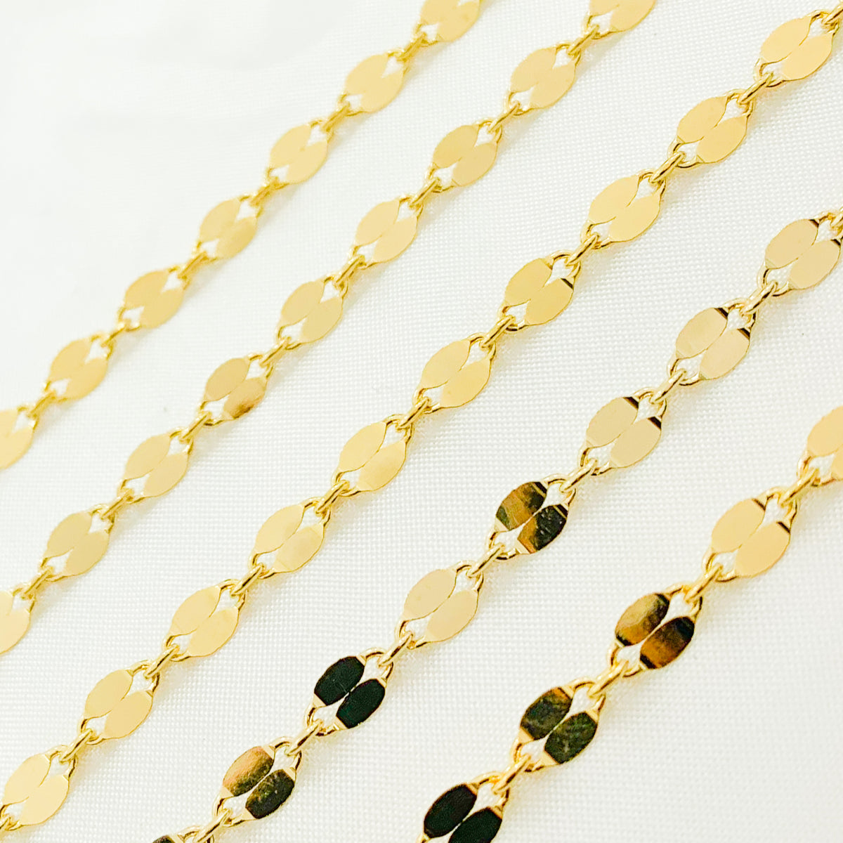 Gold Plated 925 Sterling Silver Flat Marina Link Chain.