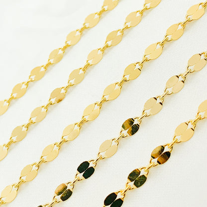 Gold Plated 925 Sterling Silver Flat Marina Link Chain.