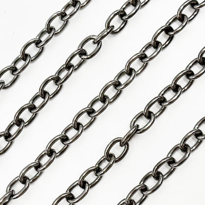 Black Rhodium Sterling Silver Oval Link Chain