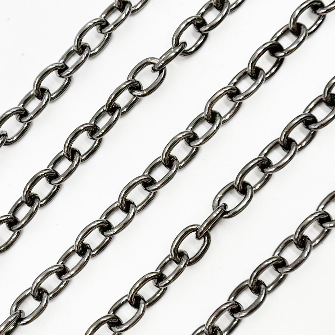 Black Rhodium Sterling Silver Oval Link Chain