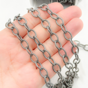 Black Rhodium Sterling Silver Textured Cable Chain