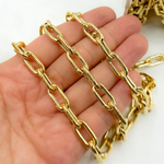 Load image into Gallery viewer, V176GP. Gold Plated 925 Sterling Silver Smooth Hollow Paperclip Link Chain