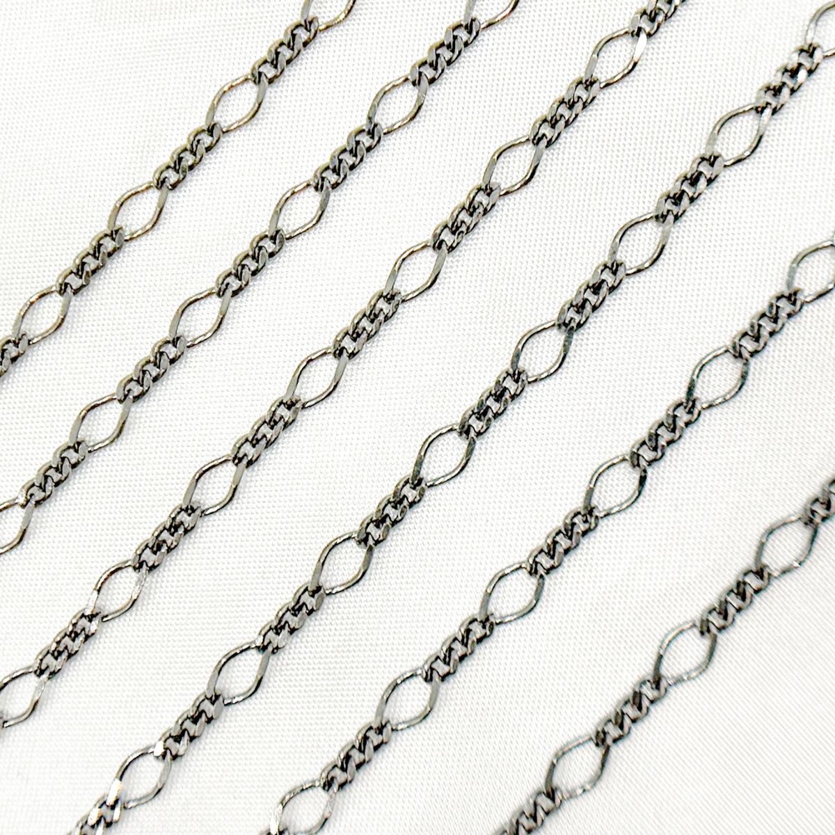 Black Rhodium Sterling Silver Long and Short Link Chain