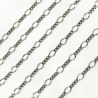 Black Rhodium Sterling Silver Long and Short Link Chain
