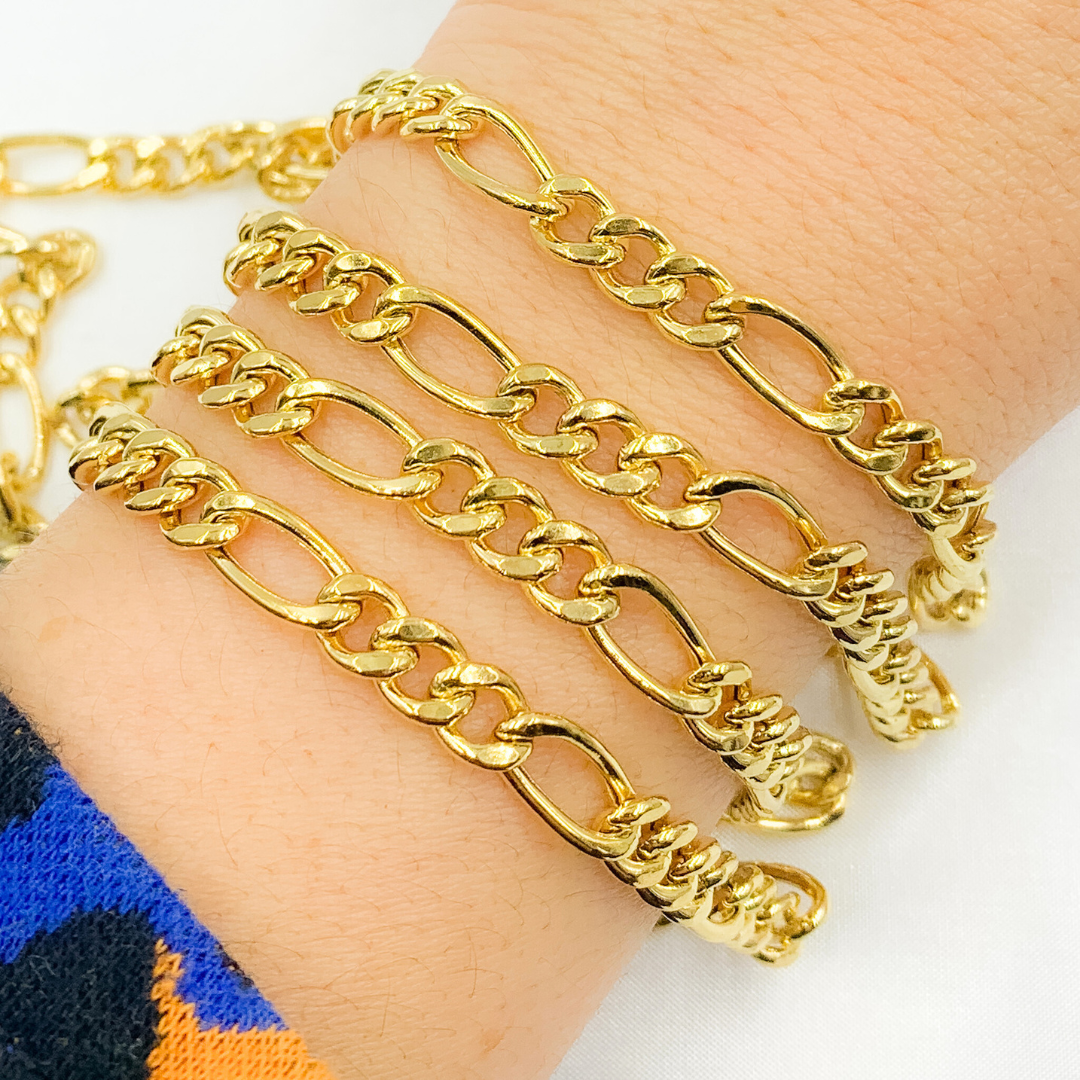 Y62GP. Gold Plated 925 Sterling Silver Figaro Chain