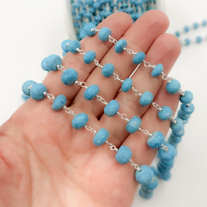 Turquoise Sterling Silver Wire Chain