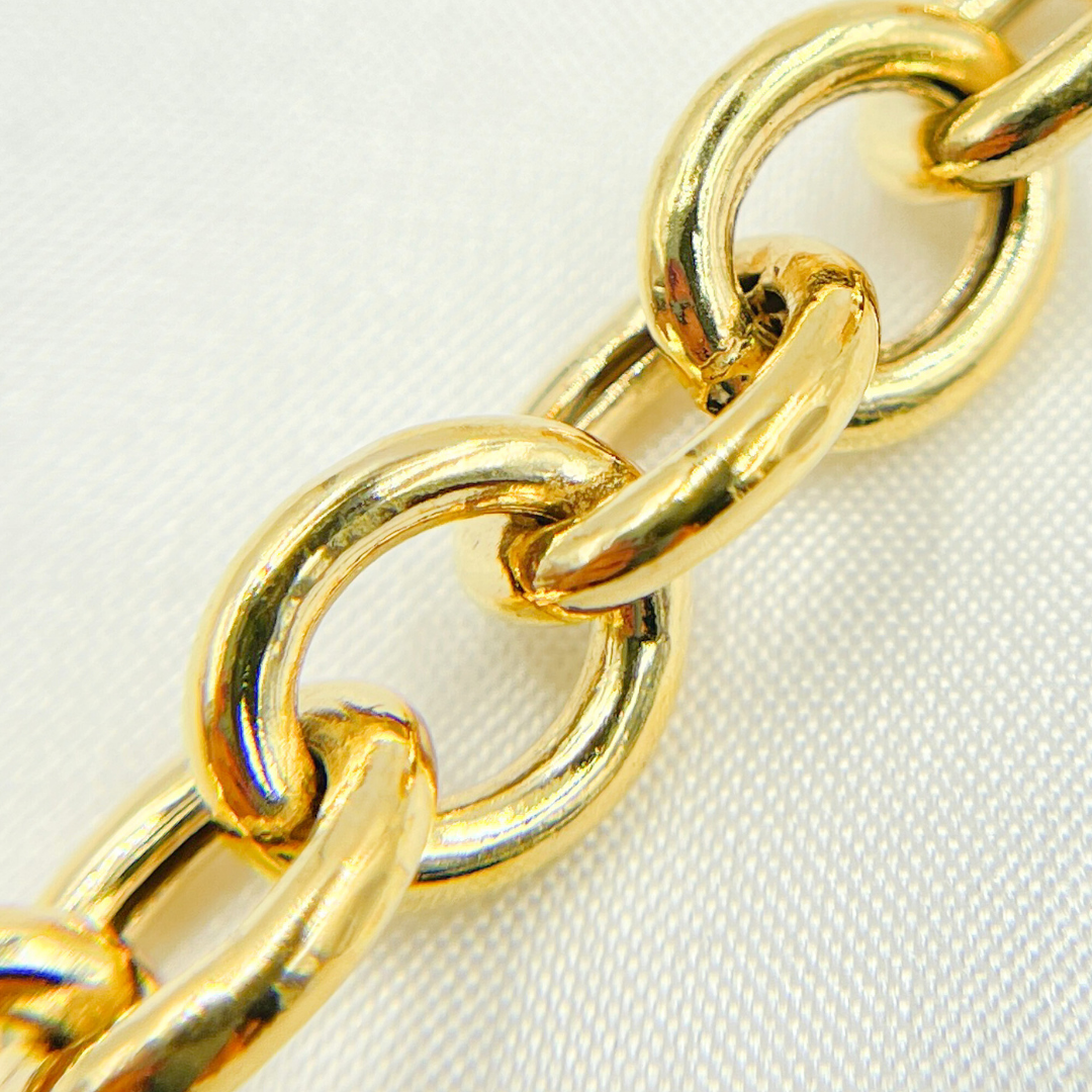 Gold Plated 925 Sterling Silver Hollow Smooth Oval Link Chain. Y99GP