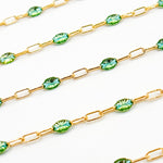 Load image into Gallery viewer, V250-OGGF. 14k Gold Filled Olive Green Color Enamel Satellite Cable Chain
