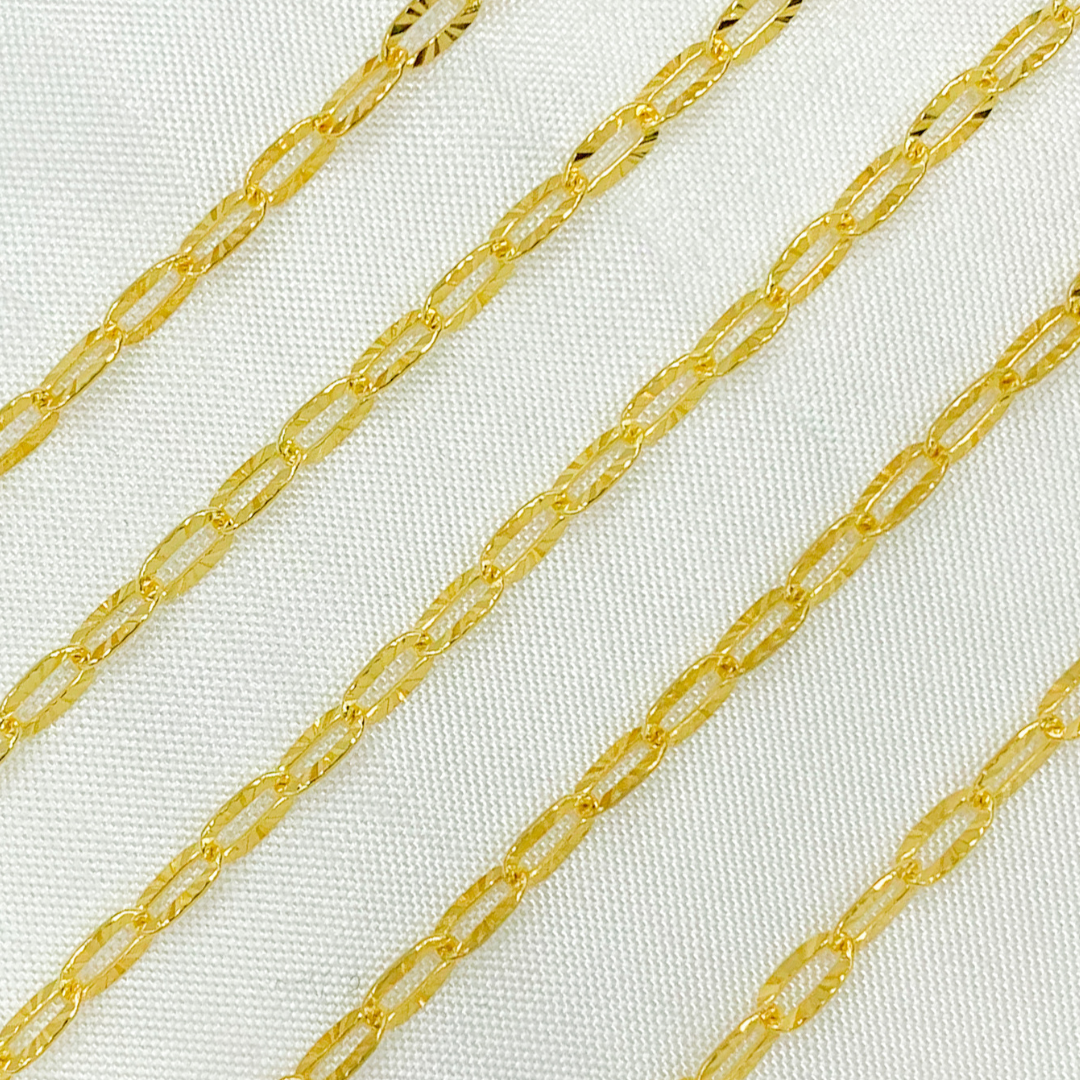 Gold Plated 925 Sterling Silver Diamond Cut Paperclip Chain. X26GP