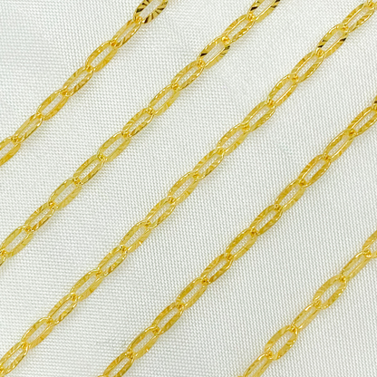 Gold Plated 925 Sterling Silver Diamond Cut Paperclip Chain. X26GP
