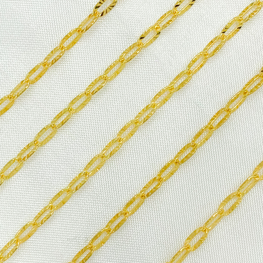 Gold Plated 925 Sterling Silver Diamond Cut Paperclip Chain. X26GP