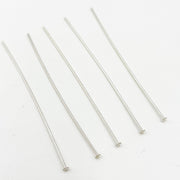24 Gauge White Sterling Silver Flat 2 Inch Headpin