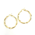 Load image into Gallery viewer, GER125. 14K Solid Gold Twisted Hoop